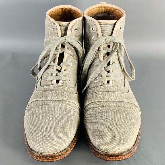 JOHN VARVATOS Size 10 Grey Canvas Cap Toe Lace-Up Ankle Boots - Picture 4 of 8